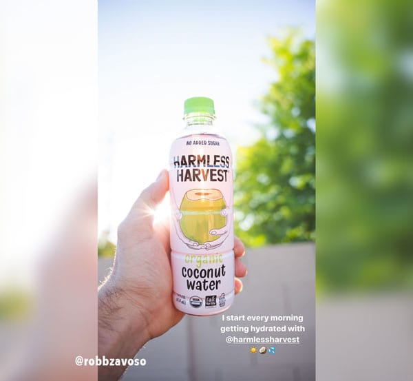 Harmless Harvest Organic Coconut Water fan photo by @robbzavoso