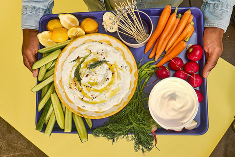 Savory Yogurt Dill Dip With Fresh Veggies And Pita - Harmless