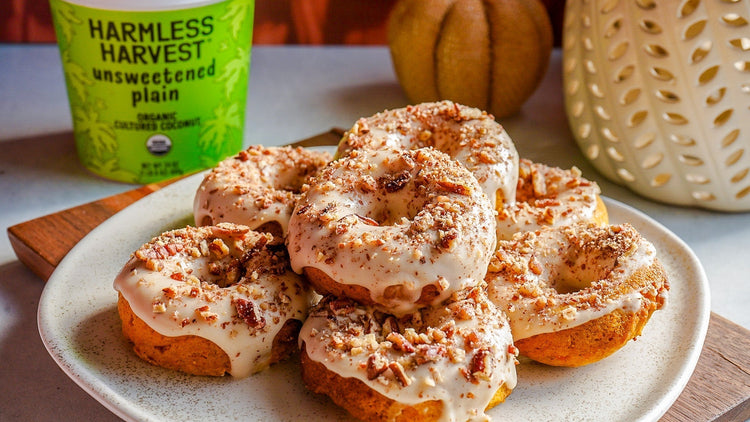 Pecan Sweet Potato Baked Donuts With Coconut Maple Glaze